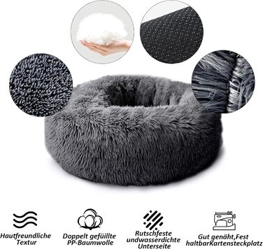 CALIYO Крісло-гніздо для собак та котів, середнього розміру, 70 см, темно-сірий. М'яке, зручне, миється, придатне для сушки.