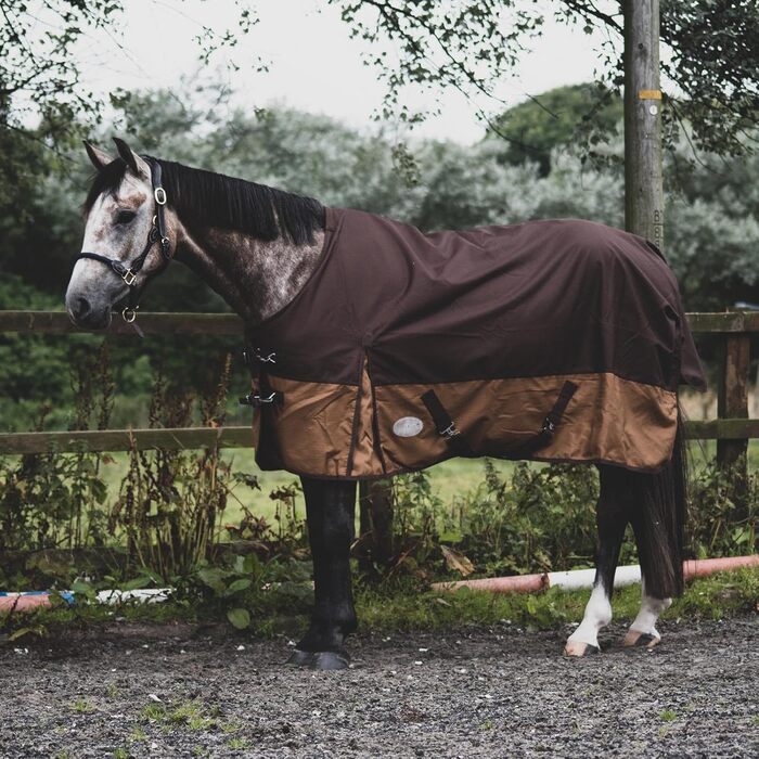 Кінська попона eQuitack 1200 ден реген з флісом, 165 см, сіро-коричнева