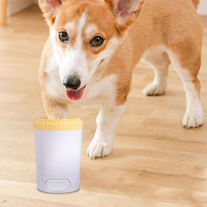 Миска-мийка для лап собак, миска-мийка для лап, автоматична щітка для миття лап для домашніх тварин, інструмент для догляду за тваринами, жовта