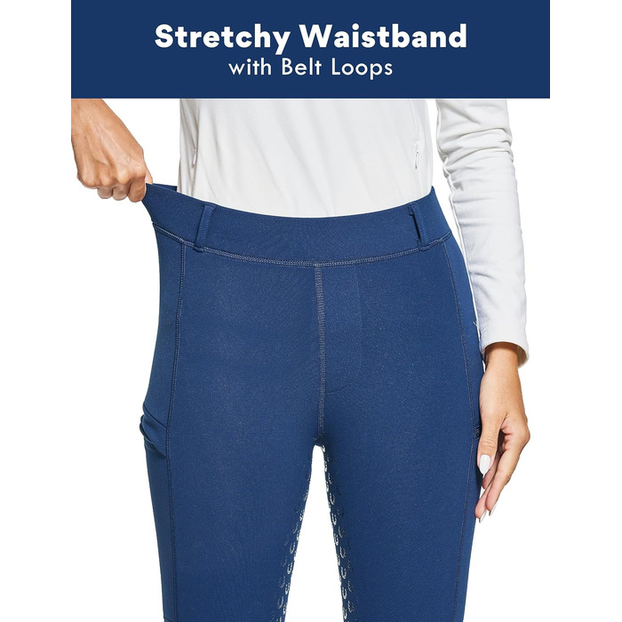 Легінси для верхової їзди FitsT4 T4 Sports Damen Winter з флісу, силіконове сідло, кишені на блискавці, XS, військово-синій