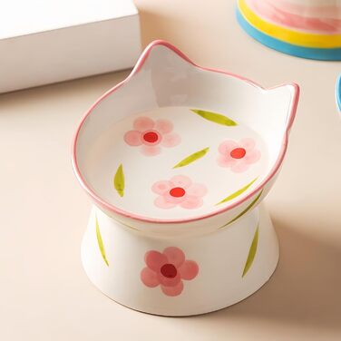 Керамічний годівниця для котів, піднята миска з підставкою, нахилена на 15°, захист шиї, запобігання зворотної течії, для собак та котів (чорний/білий/рожевий/зелений)