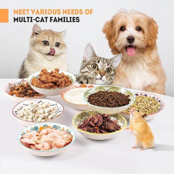 Набір мисок для котів з кераміки (8 шт.) - миски для корму, годівниці для котів, керамічні миски для котів