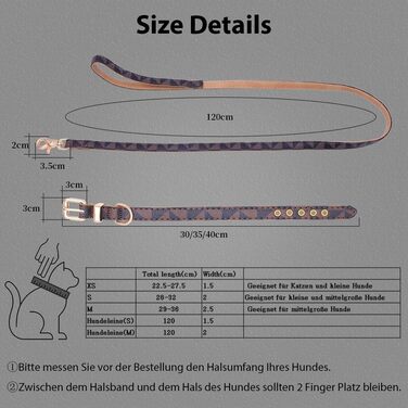 Нашийник для собак та котів Viwind з м'якої шкіри, регульований, комплект (1.5/2см, білий/коричневий)