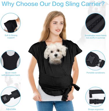 Сумка-переноска для собак, рюкзак для собак, чорний, 0-6,8 кг