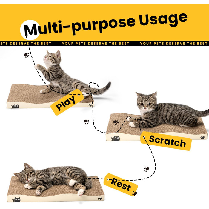 Котячий когтетоп з коробкою та 4 змінними шарами когтеточки - великі меблі для котів з міцного гофрокартону, двосторонні когтеточки з наклейками DIY - лежанка для котів у квартирі, захист меблів, великий розмір