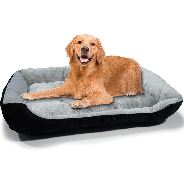 Лежанка для собак середнього розміру з високими бортиками та знімним чохлом, 80x60x15 см (Сірий)