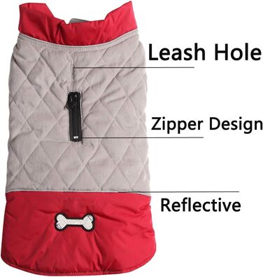 Водонепроникний теплий одяг для цуценят та маленьких собак: куртка з бавовни для холодної зими, XS (Сірий, Червоний)