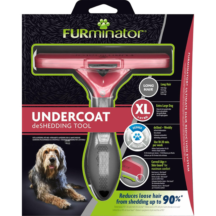 FURminator для собак XL з довгою шерстю — щітка для видалення підшерстя, покращений дизайн
