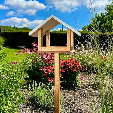 Дерев'яний годівничка для птахів GARTENETAGE з підставкою, стійка до погодних умов, масивна конструкція, для саду