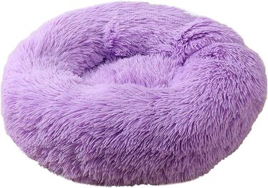 Ортопедичне ліжко для собак та котів, м'яке плюшеве ліжко, кругле, дихаюче, легке в догляді, для середніх та великих собак - фіолетове, Ø 90 см