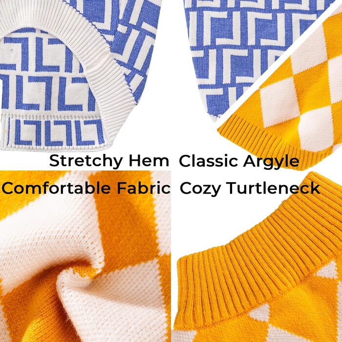 Теплий зимовий пуловер Olsa Argyle для собак, теплий халат для маленьких, середніх та великих собак, теплий одяг для цуценят, хлопчиків та дівчаток (Колір: Коричневий, Розмір: S)