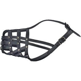 Шкіряна маска для собак L&J Pets для мопсів, пуделів, хаскі та інших собак з подібним розміром морди (5, Чорний) Чорний 5