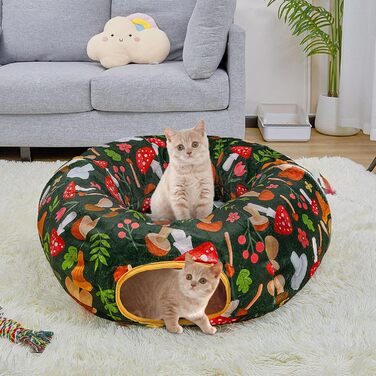 Котячий тунель-ліжко S-подібний, іграшка для котів, інтерактивний тунель-печера, великий тунель-донат для домашніх котів