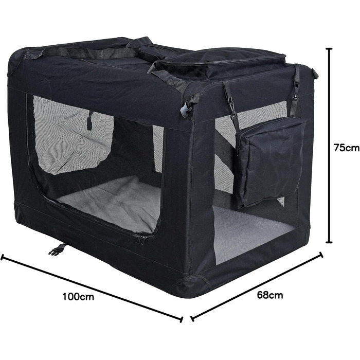 ESTEXO переносна вольєр для собак, транспортна коробка для тварин, переноска для котів, автобокc (XXXL, чорний)