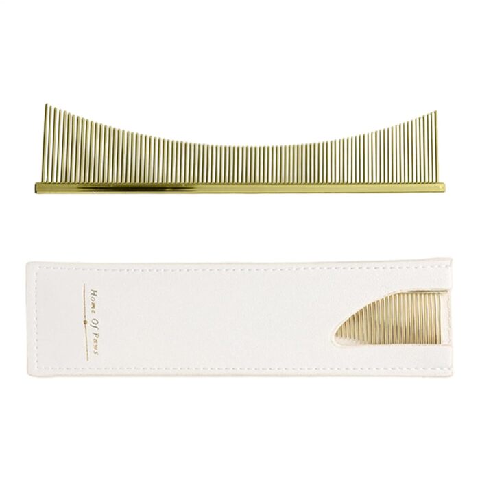 Гребінець для котів Flohkamm - щітка для грумінгу та видалення комах, для довгошерстих порід, щоденний догляд та після купання (золотий)