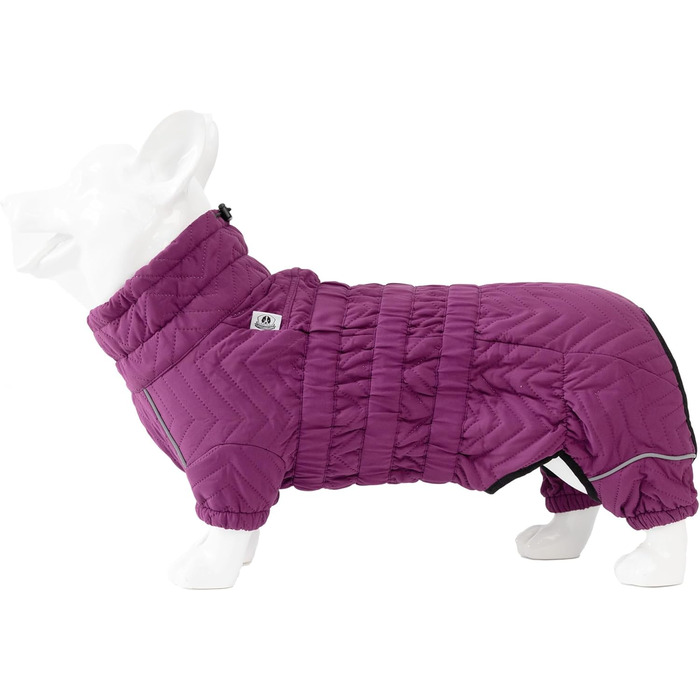 Теплий зимовий одяг для собак, жилет, куртка, для чотирилапих, вітро- та водонепроникний, з відбиваючими елементами, для Коргі та Такс, фіолетовий, D-M