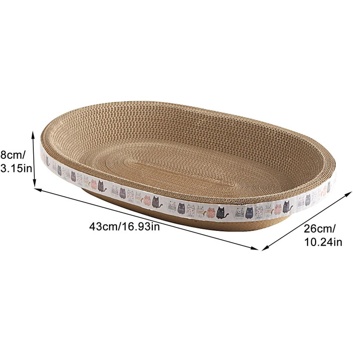 Кігтеточка для котів Rosixehird з картону - овальна, довговічна, з високою щільністю. Ідеально для відпочинку та ігор в інтер'єрі.