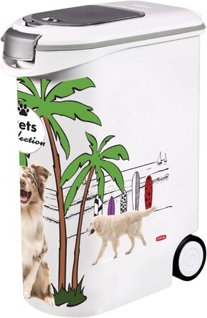 Контейнер для корму Curver Pets Collection 54 л (20 кг), герметичний, з колесами, проти запаху, для собак, 28×49×61 см