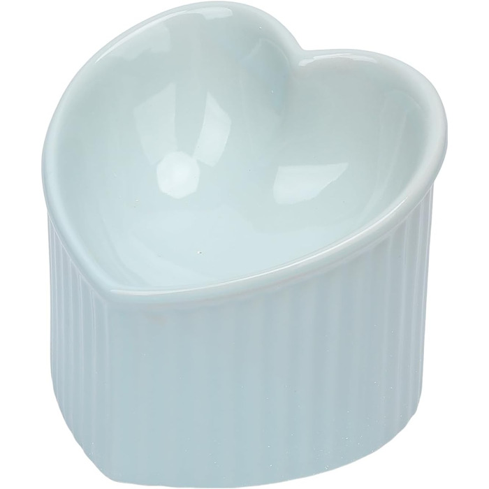 Підвищені миски для котів у формі серця, кераміка, підняті миски для котів, проти блювоти, без стресу, станція для води та корму, придатні для мікрохвильової печі, аксесуари для домашніх тварин для маленьких котів та собак (блакитні)