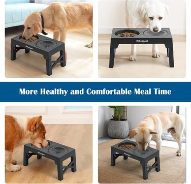 Миски для собак NAHANGPET 3-в-1: повільне годування, регульована висота, протиковзкі, для маленьких, середніх та великих собак, чорний (сірий)
