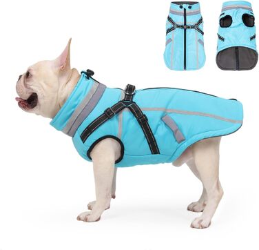 Теплий зимовий одяг для собак FeimaX: флісова куртка з блискавкою, захист від вітру та вологи, для маленьких та середніх собак (Блакитний, L)
