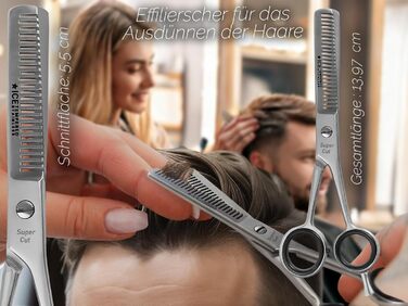 Професійна фризурська ножиці для стрижки та витончення волосся з нержавіючої сталі, 6 дюймів (17.78 см), блакитний колір