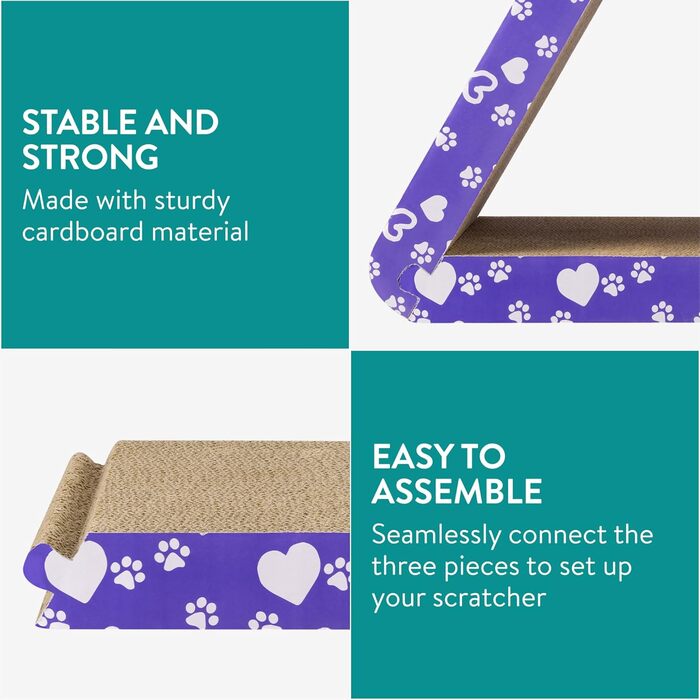 Котячий когтетоп Navaris 3-в-1 - іграшка для котів, когтетоп з картону, хвилястий когтетоп, проста збірка, багатофункціональний, плоский 49 см