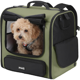 Рюкзак-переноска для котів та маленьких собак Pecute, темно-зелений. З вентиляцією, міцний, ергономічний, для подорожей, кемпінгу та походів.