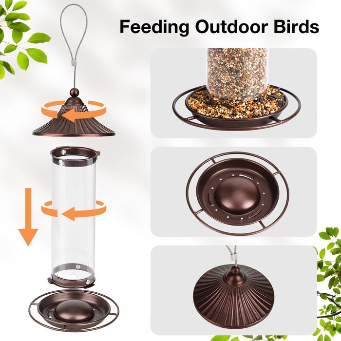 Металевий годівник для птахів, підвісний, 0,36 кг - цілорічне годування, для саду та тераси