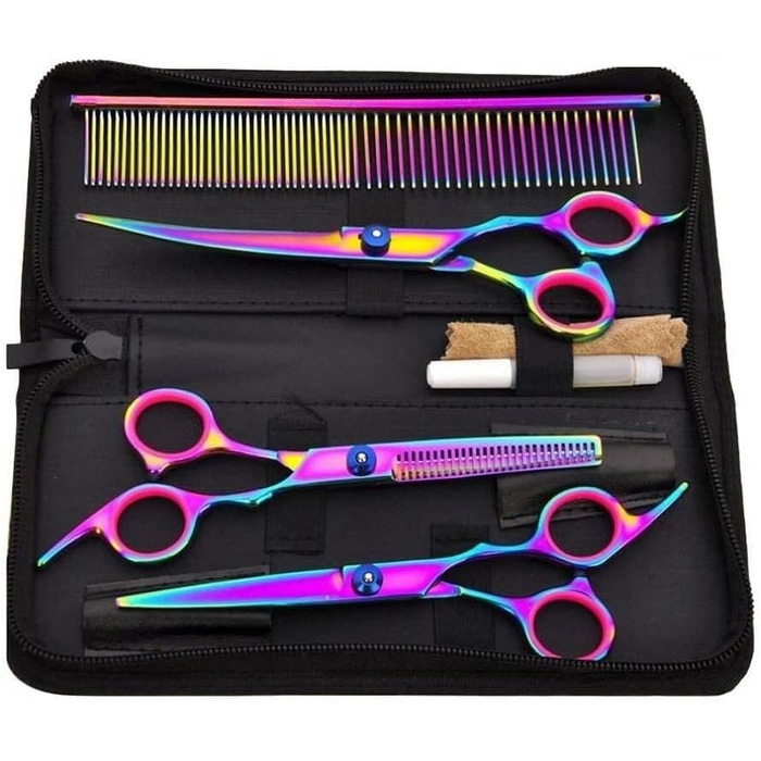 Набір для грумінгу собак та котів: професійні ножиці, триммер, гребінець, нержавіюча сталь, 17.8 см