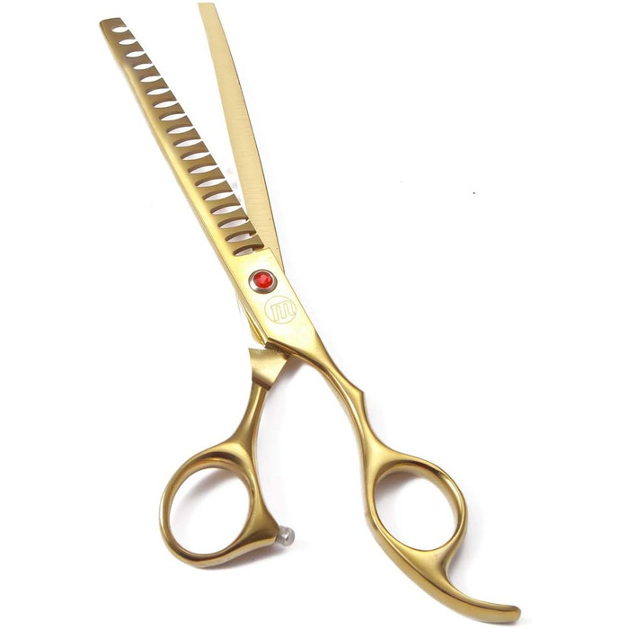 Набір професійних ножиць для грумінгу собак Moontay, 17.8/20.3 см, ножиці для грумінгу собак, вигнуті ножиці для грумінгу, ножиці для стрижки з гребенем (17.8 см, золоті)