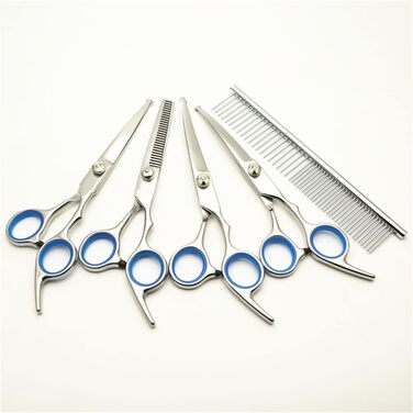 Набір ножиць для грумінгу собак 6 дюймів з безпечними закругленими кінцями, для вирівнювання та стрижки шерсті собак та котів, (5 шт.) з шкіряним чохлом