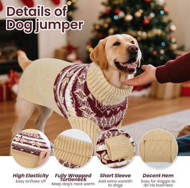 Светр для собак IECOii XXXXL (5XL) великих порід, теплий, з високим коміром, для добермана, німецької доги, апельсиновий