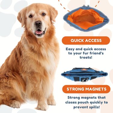 Сумка для ласощів для собак – 4 чашки, сумка для тренування собак з кліпсою, магнітна сумка для ласощів