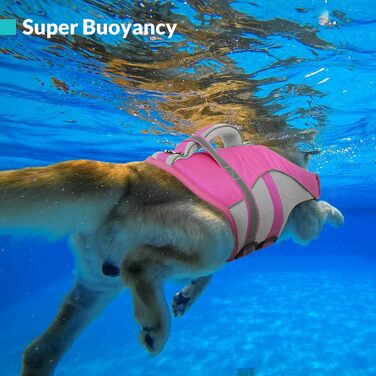 Жилет для плавання для собак Queenmore, регульований, висока видимість, рятувальний жилет, для собак XX-Large (Hot Pink, XXL)