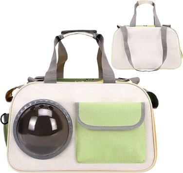 Транспортна сумка для кота Transportbox Katze - складана переноска для кошенят з віконцем, дихаюча сумка-переноска для собак, для подорожей літаком, на природі, кемпінгу, мотоциклі, в авто (зелена)