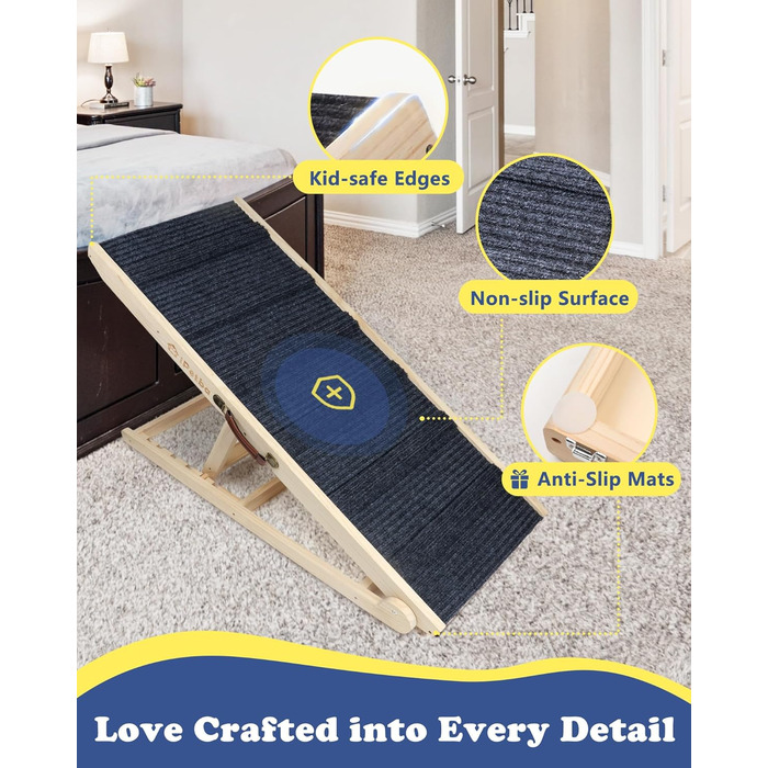 Рампа для собак та котів Hunderampe - складана, регульована, до 90 кг, 30-60 см