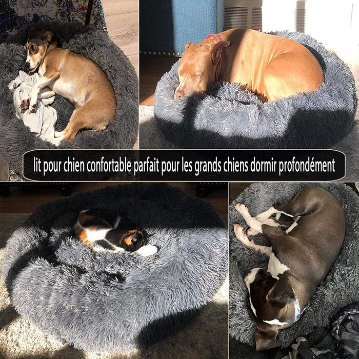 Ортопедичне ліжко для собак великих порід, XL, плюшеве, 110/120 см, з подушкою, миється