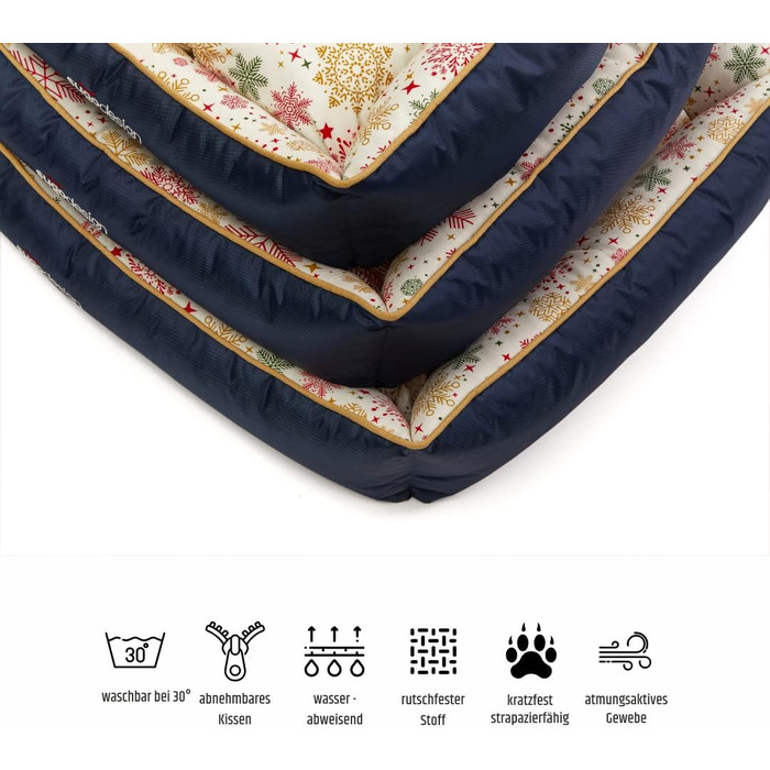 Водонепроникне ліжко для собак з бавовни та поліестеру - корзина для собак з знімним подушкою - диванчик для собак з переносною сумкою - 7 різних дизайнів - 3 розміри (S/M, L, XL) (червоно-зелений, L)