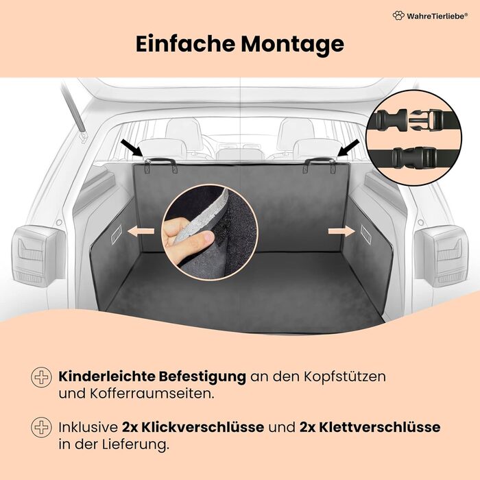 Захист для багажника автомобіля для собак, чорний - миється в пральній машині, універсальний - підходить для легкових, універсалів, SUV