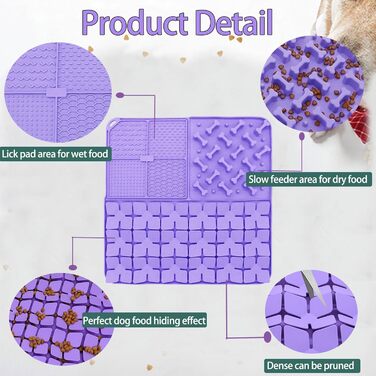 Килимок-сніфлер для собак, повільне годування, килимок з присосками, фіолетовий, 40 x 40 см