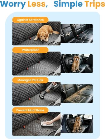 Подовжувач для заднього сидіння автомобіля для собак, водовідштовхувальний чохол на сидіння для собак, витримує до 180 кг, знімний жорсткий каркас, міцна підвісна лежанка для собак у автомобіль, SUV, вантажівка