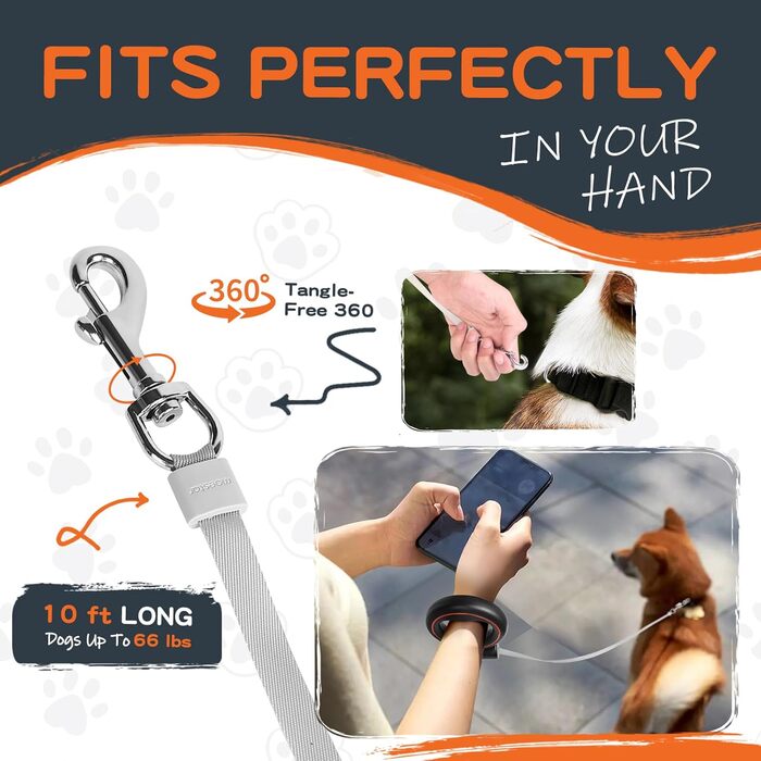 Рулетка для собак Moestar 3м, висувна, з контейнером для відходів, для малих та середніх порід (чорний/зелений, чорний/помаранчевий)