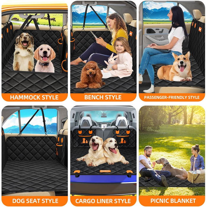Розширювач для заднього сидіння автомобіля для собак, великий простір, чохол на сидіння для собак, жорстка основа, витримує 180 кг, водонепроникний чохол на заднє сидіння для собак, SUV, вантажівка
