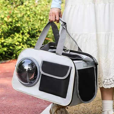 Транспортна сумка для кота Transportbox Katze - складана переноска для кота з вікном, дихаюча сумка-переноска для собак, котів, для подорожей літаком, кемпінгу, мотоцикла, авто (чорна)