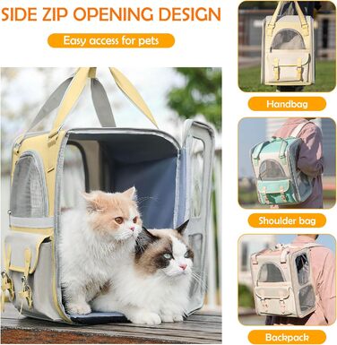 Рюкзак для тварин ALLSOPETS з сітчастим вікном: зручний та дихаючий для котів та собак, ідеальний для подорожей та прогулянок (жовтий)