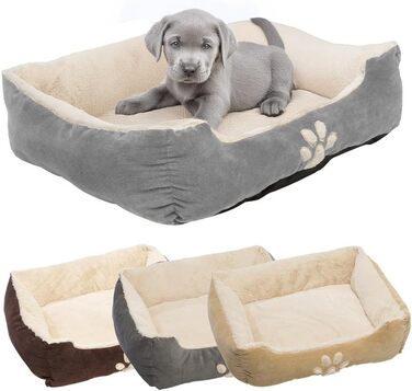 Крісло-ліжко для собак та котів, 60x50 см, бежеве - м'яке, з бортиком