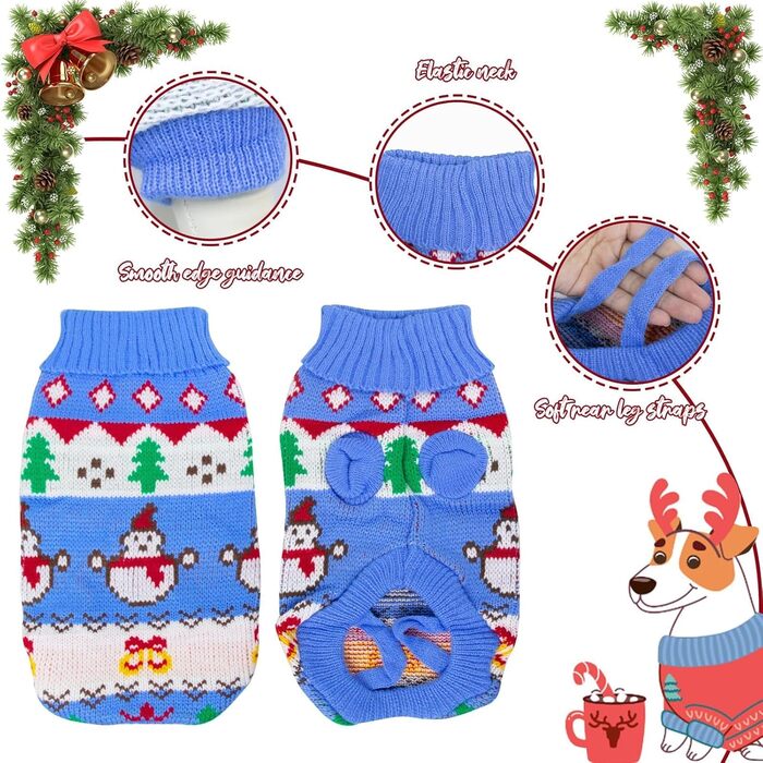 Теплий зимовий светр для собак, блакитний, розмір L | Зимовий одяг для тварин