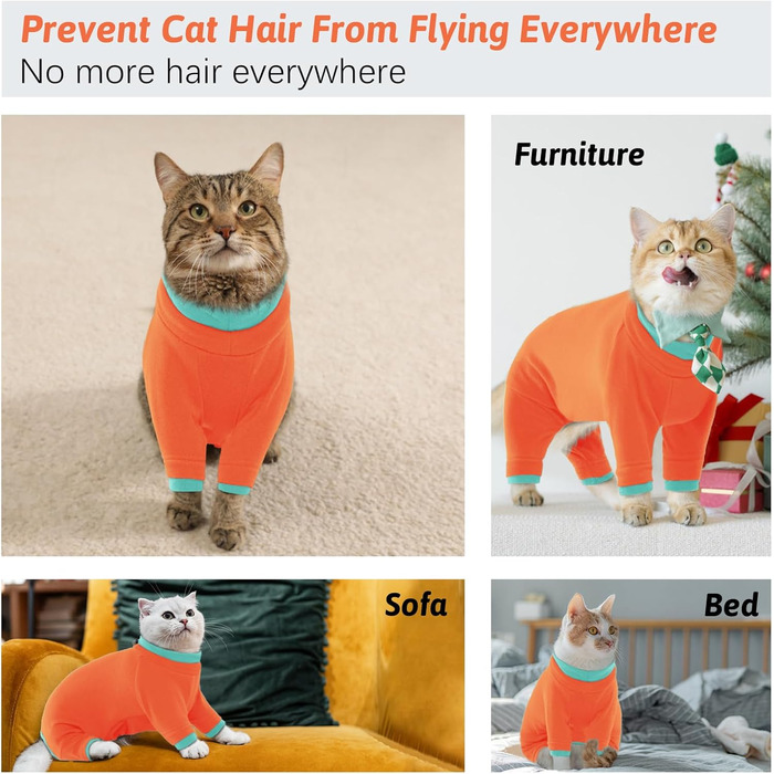 Флісовий пуловер для кота, теплий зимовий одяг для котів, комбінезон з високим коміром, теплий одяг для кошенят на осінь та зиму (AreeGrün, ) AreeGrün (S, Orange)