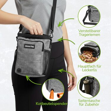 Сумка для ласощів для собак – практична сумка для тренувань з додатковим поясом – сумка для корму для собак, сумка для тренувань та прогулянок – міцна, водостійка сумка для ласощів для собак для подорожей